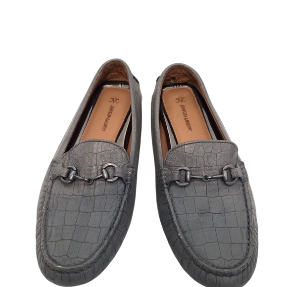 Johnston & Murphy Shoes - Johnston & Murphy Womens Size 9 Maggie Bit Gray Croc Embossed Loafers